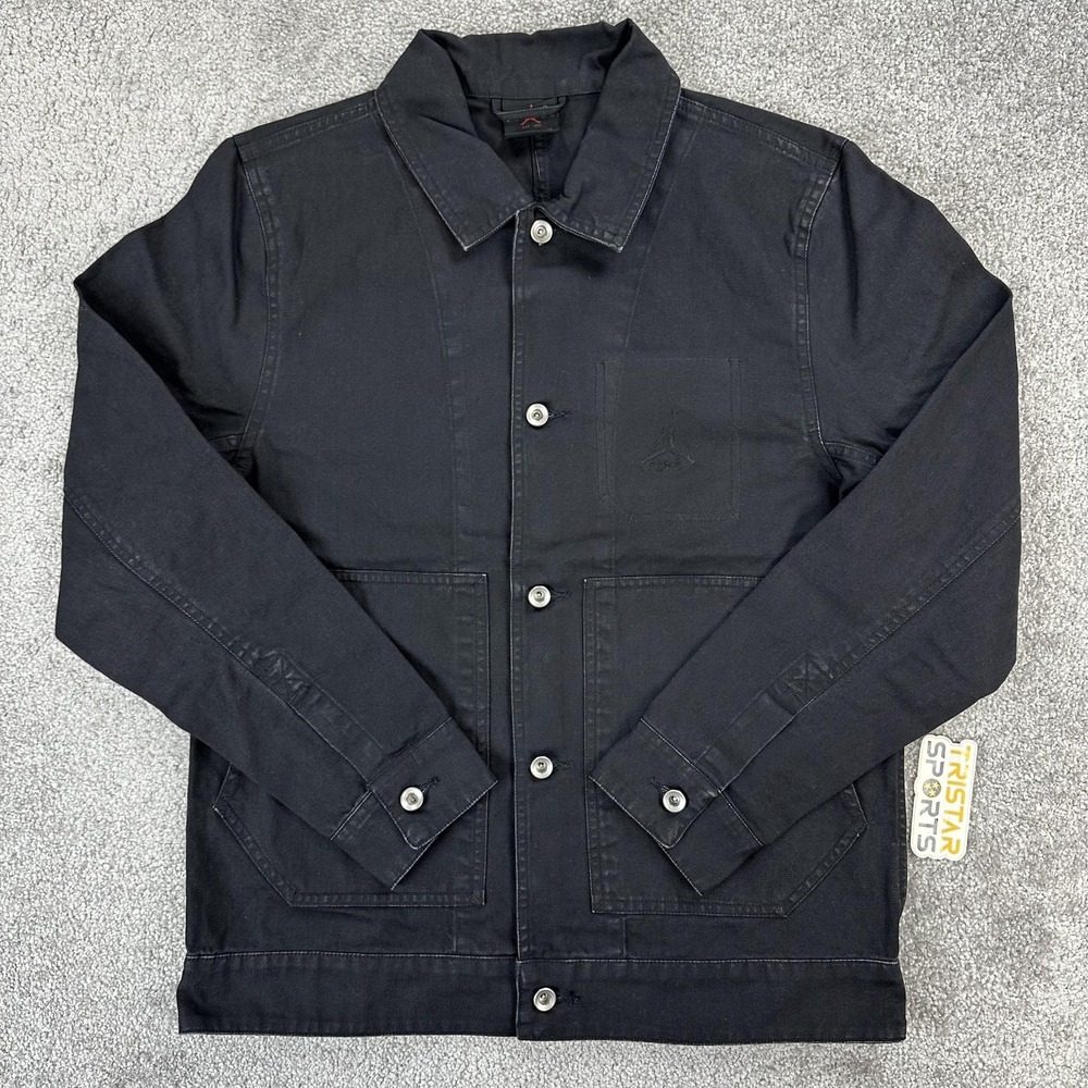 Air Jordan Jacket Mens Small Black Chore Coat Workwear Button Front FN4527-010